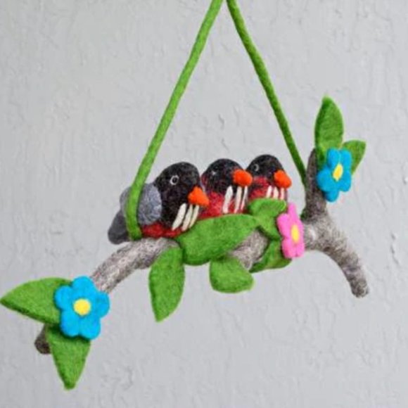 Winding Road Other - NWT Baby Mobile - Felted Wool Birds for Nursery